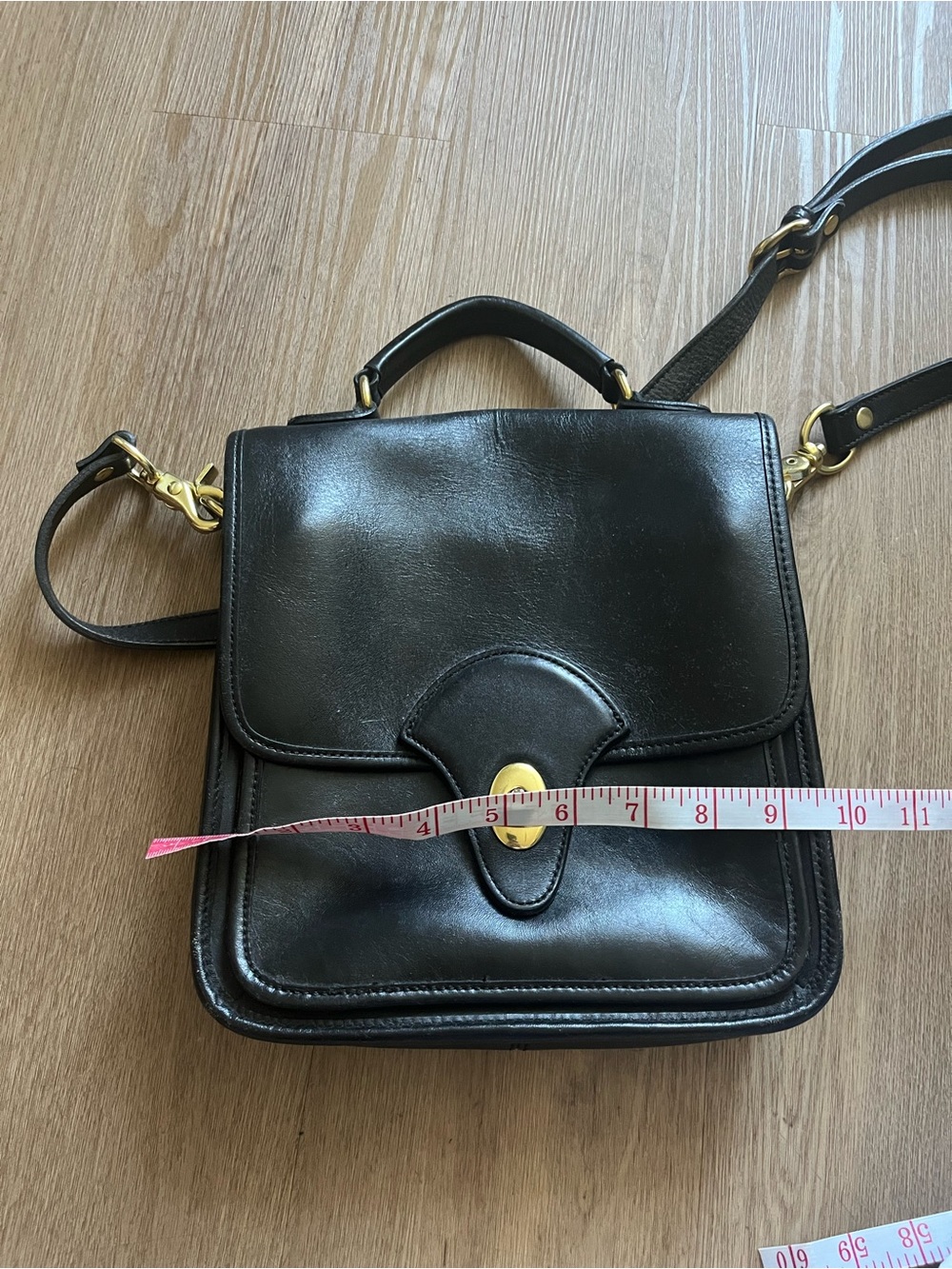 Kirkland Signature Black Leather Satchel with Gold Hardware